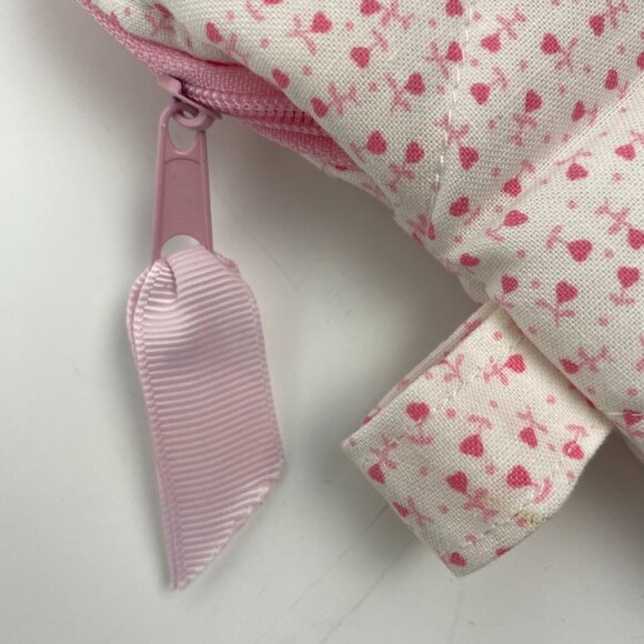 Handmade quilted laptop bag with zipper in pink polka dot and heart fabric - Picture 9 of 10